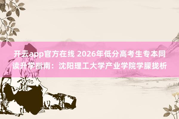 开云app官方在线 2026年低分高考生专本同读升学指南：沈阳理工大学产业学院学朦拢析