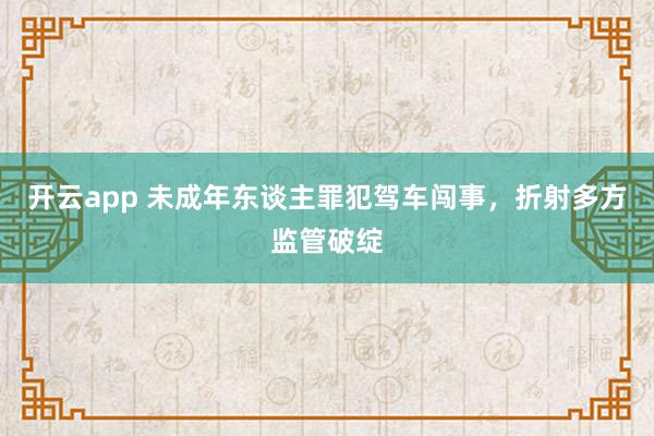 开云app 未成年东谈主罪犯驾车闯事，折射多方监管破绽